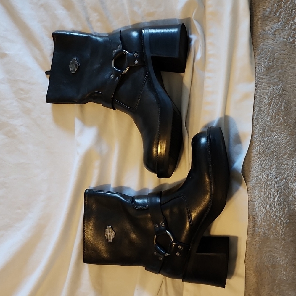 Harley davidson authentic leather zip up boots